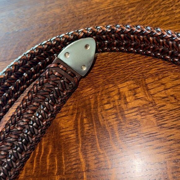 Perry Ellis Brown Leather Braided Belt Men's XXL 42 - Picture 5 of 10